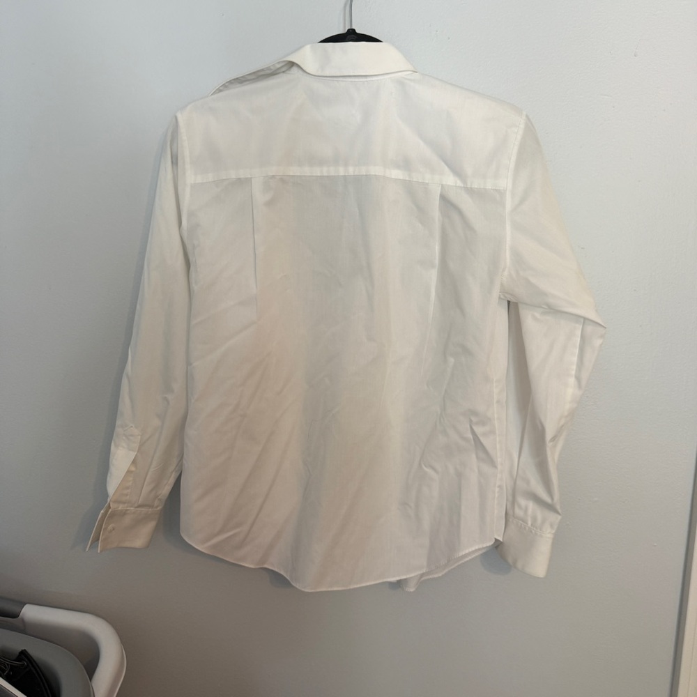 Foxcroft White Dress Shirt Crisp Long Sleeve 6 Petite Button Down - Picture 6 of 8